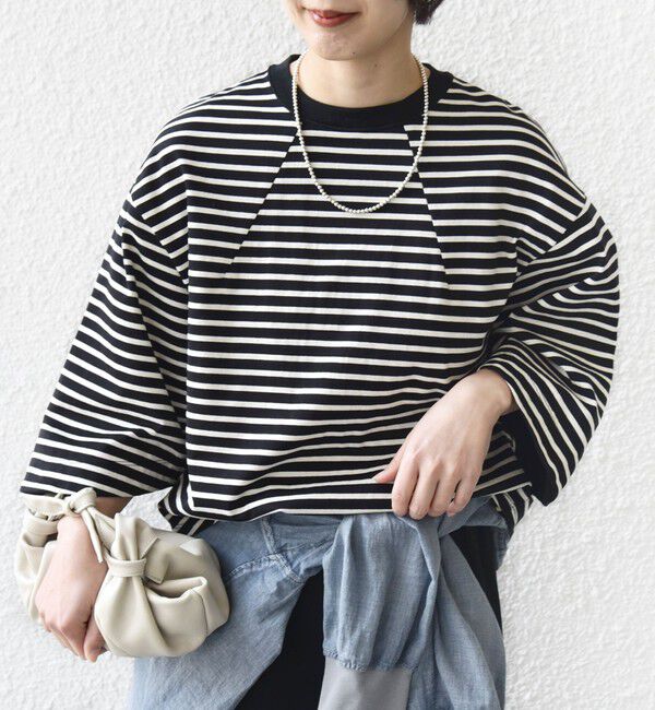 SHIPS for women「バスク ボーダー / 無地 5分袖 TEE」|Tシャツ・カットソー|