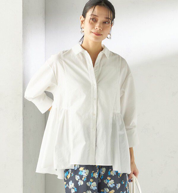 SHIPS for women「〈手洗い可能〉ポリエステル コットン ギャザー 切替 羽織 シャツ」|シャツ・ブラウス|
