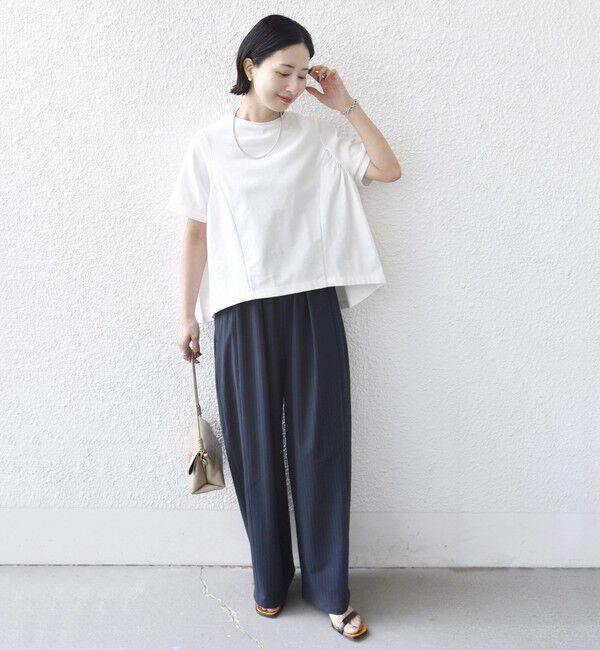 SHIPS for women「【WEB限定】〈接触冷感〉オーガニック コットン バック ギャザー トップス」|Tシャツ・カットソー|