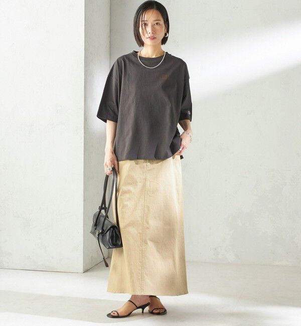 SHIPS for women「【一部WEB限定/ SHIPS別注】Champion: 5分袖 ロゴ プリント TEE」|Tシャツ・カットソー|