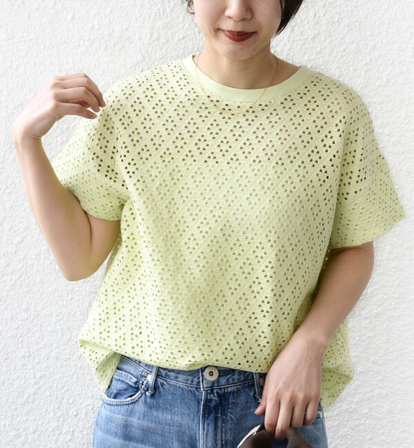 SHIPS for women「〈手洗い可能〉アイレット ショート スリーブ プルオーバー」|Tシャツ・カットソー|