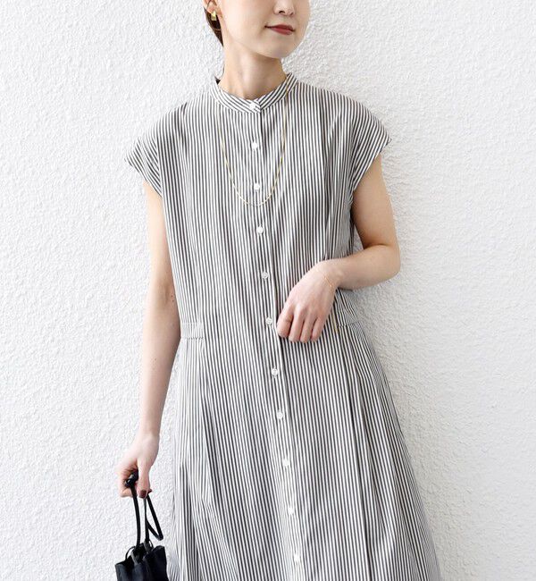 SHIPS for women「【WEB限定】〈手洗い可能〉ストライプ サイド タック ワンピース」|ワンピース|