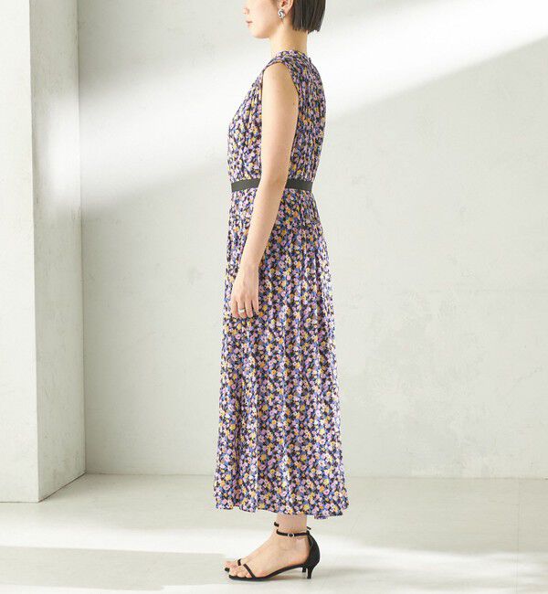 SHIPS for women「〈手洗い可能〉カッセン フラワー プリント ノースリーブ ワンピース」|ワンピース|