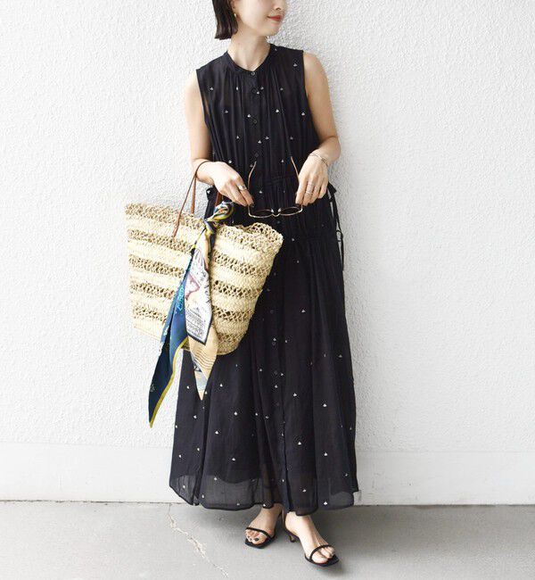 SHIPS for women「〈手洗い可能〉コットン オーガンジー 刺繍 ウエスト ドロスト ワンピース」|ワンピース|
