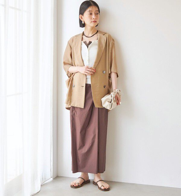 SHIPS for women「〈手洗い可能〉シルク混 シアー 羽織 半袖 ジャケット」|テーラードジャケット|