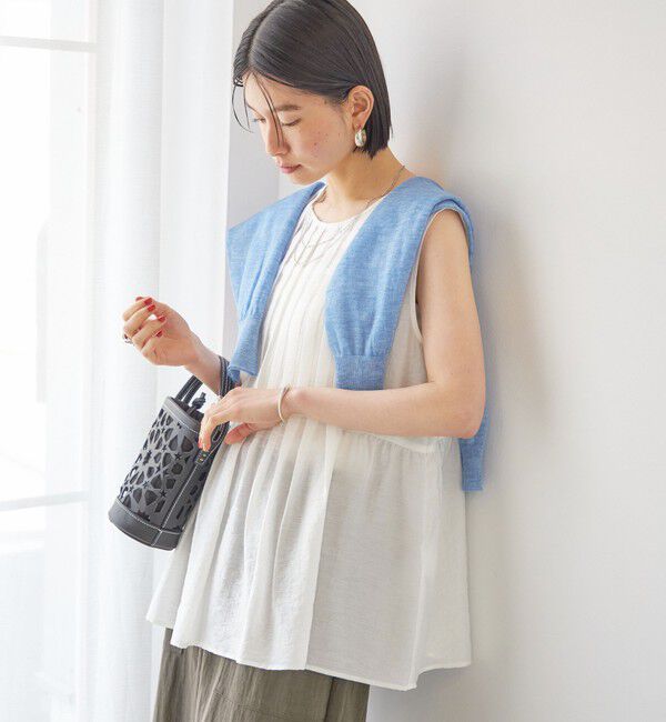 SHIPS for women「〈手洗い可能〉シルク混 シアー 2WAY ノースリーブ ブラウス」|シャツ・ブラウス|オフホワイト