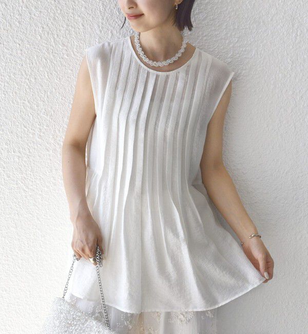 SHIPS for women「〈手洗い可能〉シルク混 シアー 2WAY ノースリーブ ブラウス」|シャツ・ブラウス|