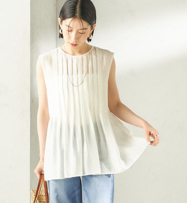 SHIPS for women「〈手洗い可能〉シルク混 シアー 2WAY ノースリーブ ブラウス」|シャツ・ブラウス|