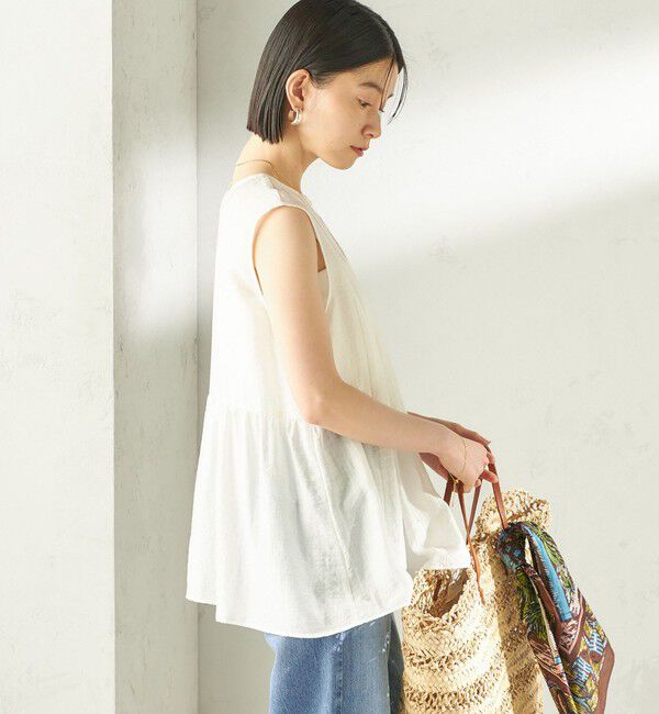 SHIPS for women「〈手洗い可能〉シルク混 シアー 2WAY ノースリーブ ブラウス」|シャツ・ブラウス|