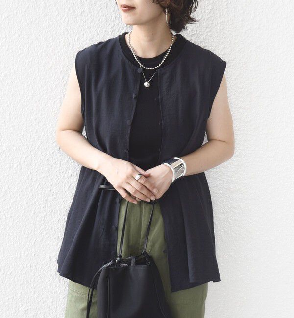 SHIPS for women「〈手洗い可能〉シルク混 シアー 2WAY ノースリーブ ブラウス」|シャツ・ブラウス|