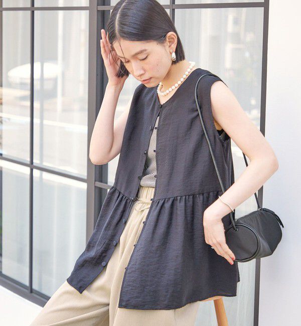 SHIPS for women「〈手洗い可能〉シルク混 シアー 2WAY ノースリーブ ブラウス」|シャツ・ブラウス|