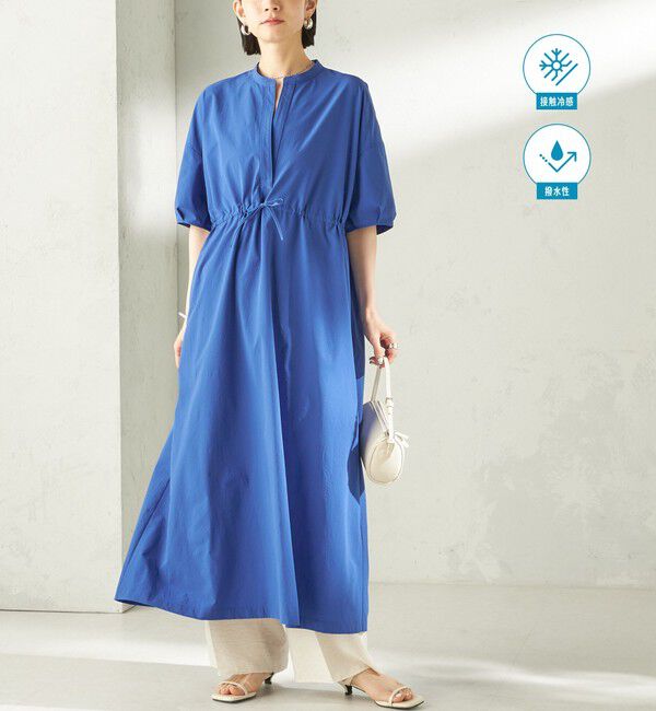 SHIPS for women「〈接触冷感 / 撥水加工〉TEXBRID(R) タフタ ウエスト 切替 ワンピース」|ワンピース|ロイヤルブルー