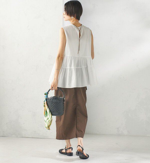 SHIPS for women「〈接触冷感 / 撥水加工〉TEXBRID(R) タフタ ノースリーブ ブラウス」|シャツ・ブラウス|