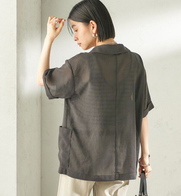 SHIPS for women「〈手洗い可能〉麻調 メッシュ ジャケット シャツ」|シャツ・ブラウス|