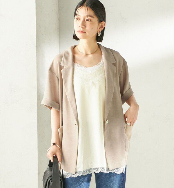 SHIPS for women「〈手洗い可能〉麻調 メッシュ ジャケット シャツ」|シャツ・ブラウス|