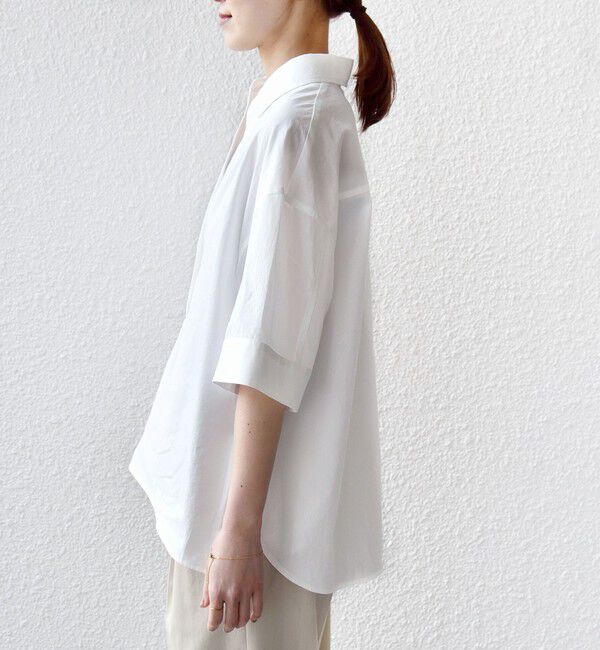 SHIPS for women「〈手洗い可能〉無地/ストライプ スキッパー サイド スリット 半袖 シャツ」|シャツ・ブラウス|