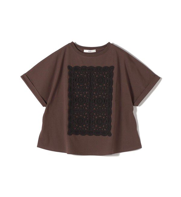 SHIPS for women「【WEB限定】〈汗染み防止/手洗い可能〉クロシェ レース ドッキング ショート スリーブ TEE」|Tシャツ・カットソー|