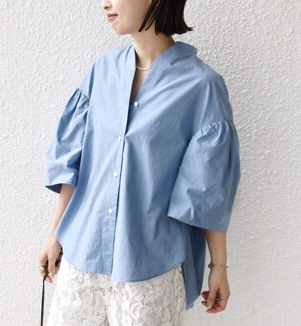 SHIPS for women「〈手洗い可能〉バック フレア 袖 ギャザー スキッパー ブラウス」|シャツ・ブラウス|