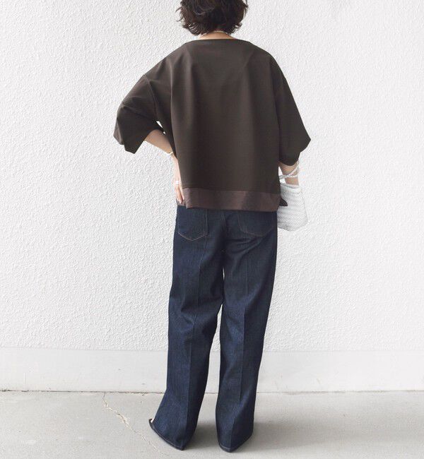 SHIPS for women「〈洗濯機可能〉袖 ツイスト デザイン シアー ドッキング TEE」|Tシャツ・カットソー|
