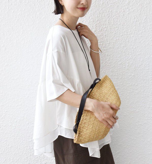 SHIPS for women「【WEB限定】〈手洗い可能〉ランダム ギャザー ドッキング TEE」|Tシャツ・カットソー|