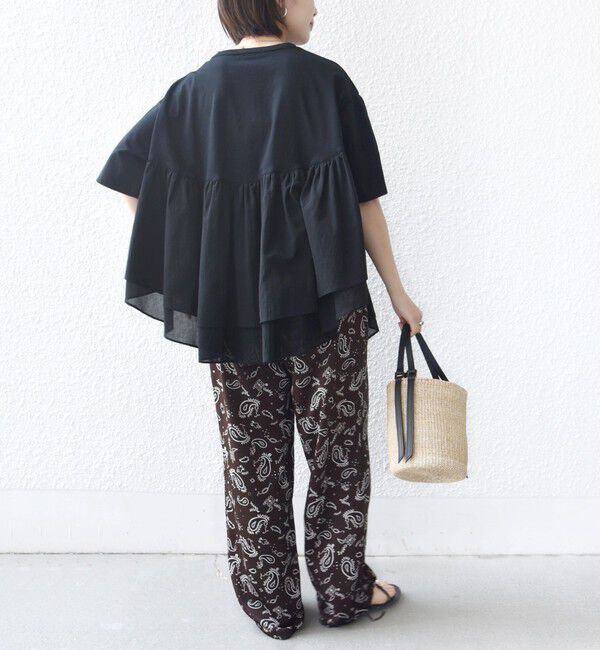 SHIPS for women「【WEB限定】〈手洗い可能〉ランダム ギャザー ドッキング TEE」|Tシャツ・カットソー|