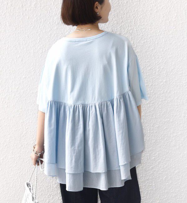 SHIPS for women「【WEB限定】〈手洗い可能〉ランダム ギャザー ドッキング TEE」|Tシャツ・カットソー|