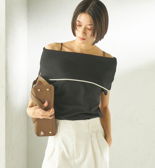 SHIPS for women「〈手洗い可能〉綿 ポリエステル 配色 2WAY 半袖 ニット」|ニット・セーター|