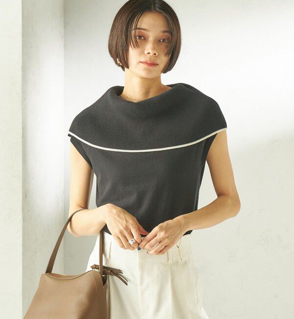 SHIPS for women「〈手洗い可能〉綿 ポリエステル 配色 2WAY 半袖 ニット」|ニット・セーター|