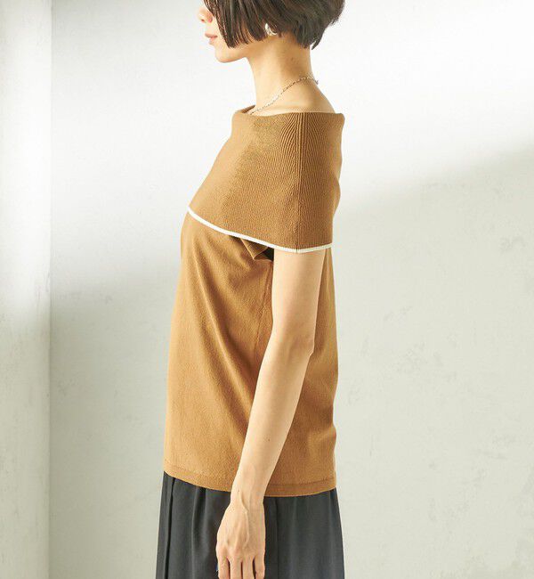 SHIPS for women「〈手洗い可能〉綿 ポリエステル 配色 2WAY 半袖 ニット」|ニット・セーター|