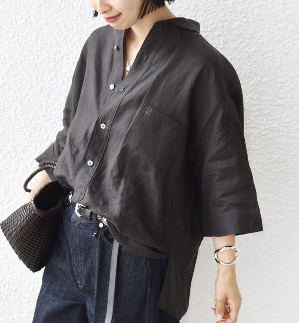 SHIPS for women「TICCA:〈手洗い可能〉リネン 半袖 シャツ」|シャツ・ブラウス|