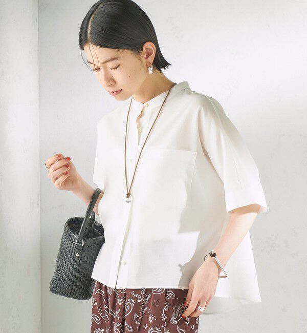 SHIPS for women「〈接触冷感/洗濯機可能〉SUUSUU バンドカラー 半袖 シャツ」|シャツ・ブラウス|