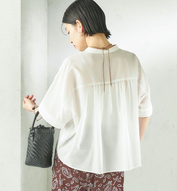 SHIPS for women「〈接触冷感/洗濯機可能〉SUUSUU バンドカラー 半袖 シャツ」|シャツ・ブラウス|