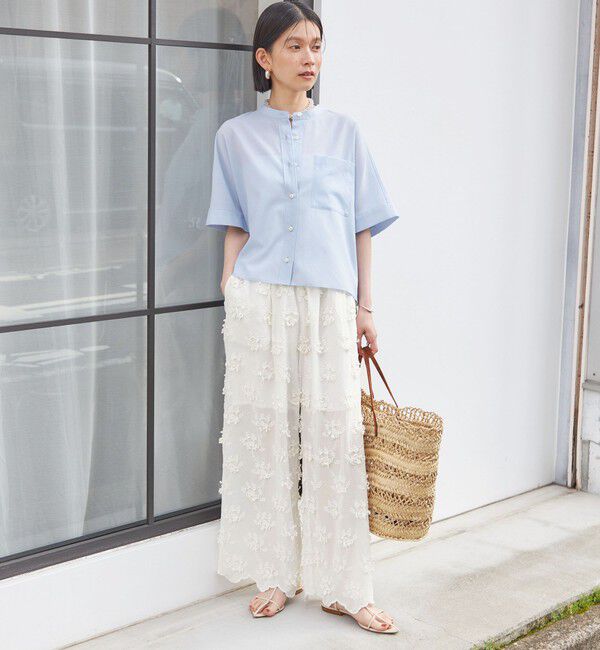 SHIPS for women「〈接触冷感/洗濯機可能〉SUUSUU バンドカラー 半袖 シャツ」|シャツ・ブラウス|