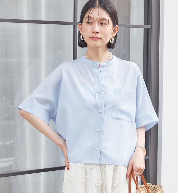SHIPS for women「〈接触冷感/洗濯機可能〉SUUSUU バンドカラー 半袖 シャツ」|シャツ・ブラウス|