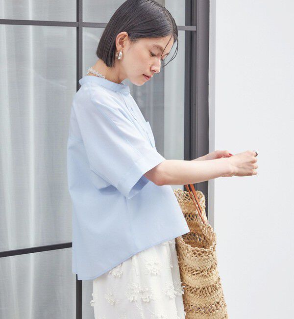 SHIPS for women「〈接触冷感/洗濯機可能〉SUUSUU バンドカラー 半袖 シャツ」|シャツ・ブラウス|