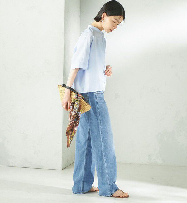 SHIPS for women「〈接触冷感/洗濯機可能〉SUUSUU バンドカラー 半袖 シャツ」|シャツ・ブラウス|