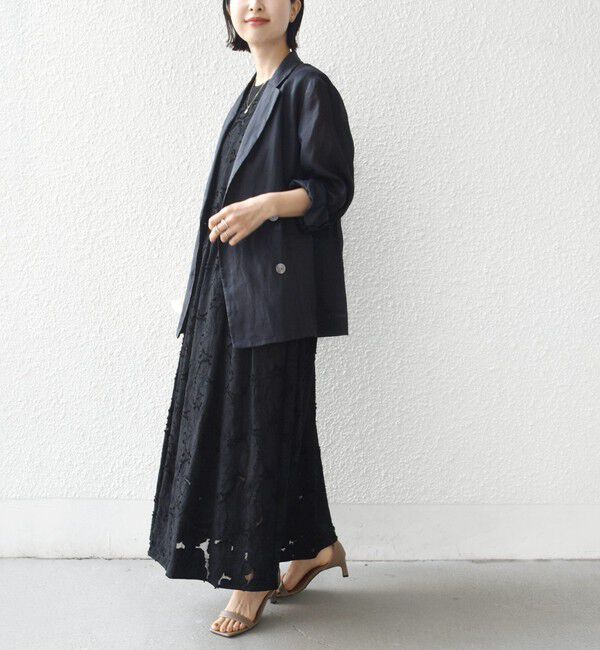 SHIPS for women「《予約》〈手洗い可能〉シアー ジャカード ノースリーブ ワンピース」|ワンピース|
