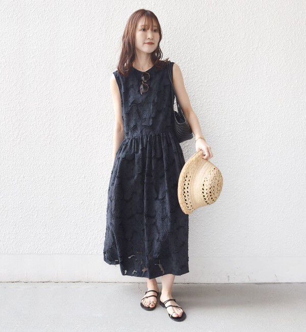 SHIPS for women「《予約》〈手洗い可能〉シアー ジャカード ノースリーブ ワンピース」|ワンピース|