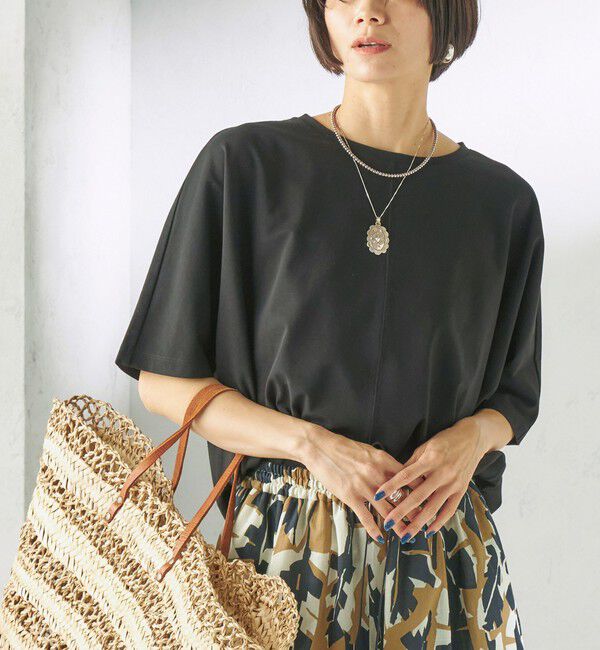 SHIPS for women「〈接触冷感/吸水速乾/洗濯機可能〉ハイゲージ ポンチ ドルマン カットソー」|Tシャツ・カットソー|ブラック