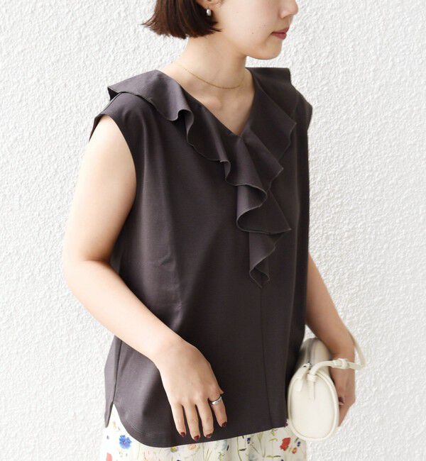 SHIPS for women「【WEB限定】〈接触冷感/吸水速乾/洗濯機可能〉ハイゲージ ポンチ フリル カットソー」|Tシャツ・カットソー|