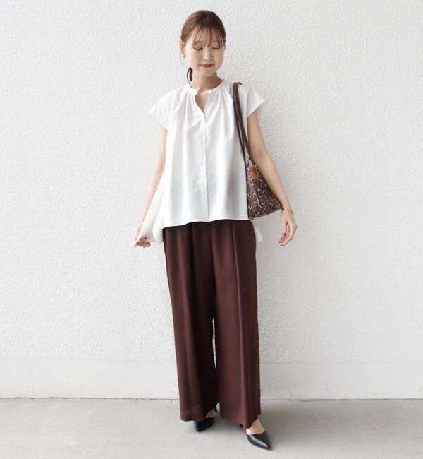 SHIPS for women「〈UVカット/吸水速乾/接触冷感/防シワ〉ハンカチーフ ヘムライン バック フレア ブラウス」|シャツ・ブラウス|