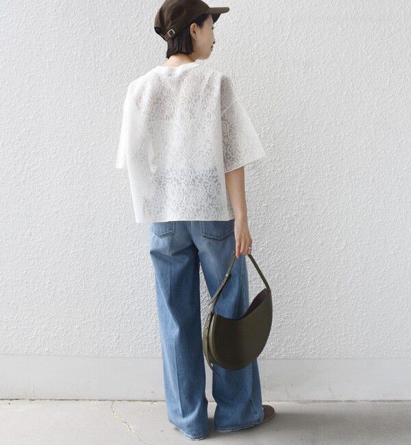 SHIPS for women「〈手洗い可能〉レース ジャカード ショートスリーブ カットソー」|Tシャツ・カットソー|