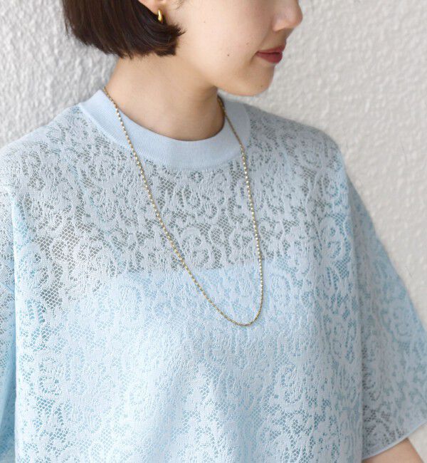 SHIPS for women「〈手洗い可能〉レース ジャカード ショートスリーブ カットソー」|Tシャツ・カットソー|