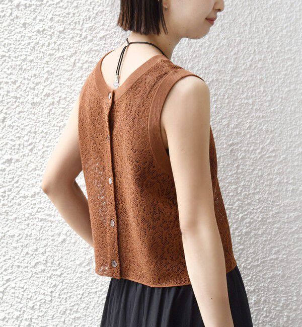SHIPS for women「〈手洗い可能〉レース ジャカード 2WAY ノースリーブ カットソー」|Tシャツ・カットソー|