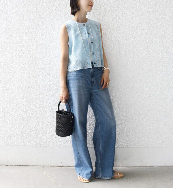 SHIPS for women「〈手洗い可能〉レース ジャカード 2WAY ノースリーブ カットソー」|Tシャツ・カットソー|