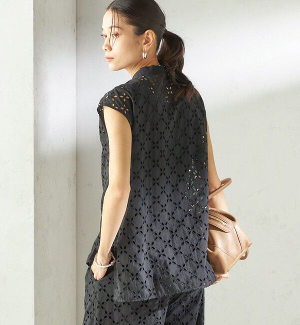 SHIPS for women「〈手洗い可能〉綿 刺繍 レース フレンチスリーブ ブラウス」|シャツ・ブラウス|