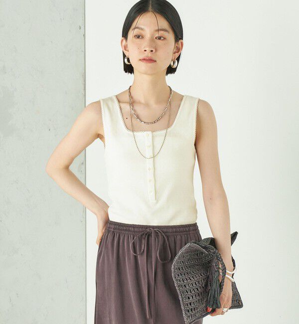 SHIPS for women「Wai＋:〈手洗い可能〉アイレット ヘンリー タンクトップ」|タンクトップ|
