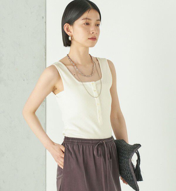 SHIPS for women「Wai＋:〈手洗い可能〉アイレット ヘンリー タンクトップ」|タンクトップ|