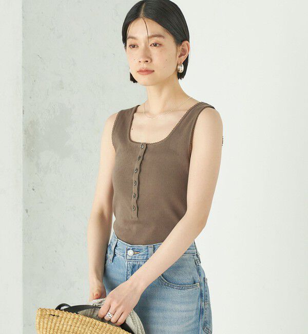 SHIPS for women「Wai＋:〈手洗い可能〉アイレット ヘンリー タンクトップ」|タンクトップ|