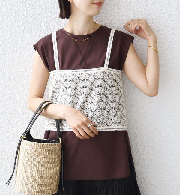 SHIPS for women「〈接触冷感/UVカット〉ガゼット デザイン 裾 ラウンド TEE」|Tシャツ・カットソー|ブラウン